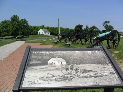 At Antietam. A photo of the Dunkard Church, with the rebuilt Church in the background. I really began to feel the gravity of the situation at this point.