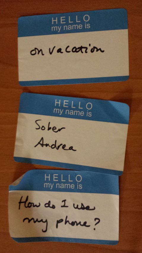 Elizabeth had the brilliant idea of a pack of HelloMyNameIs stickers and a pack of markers. Best ice breaker EVER.