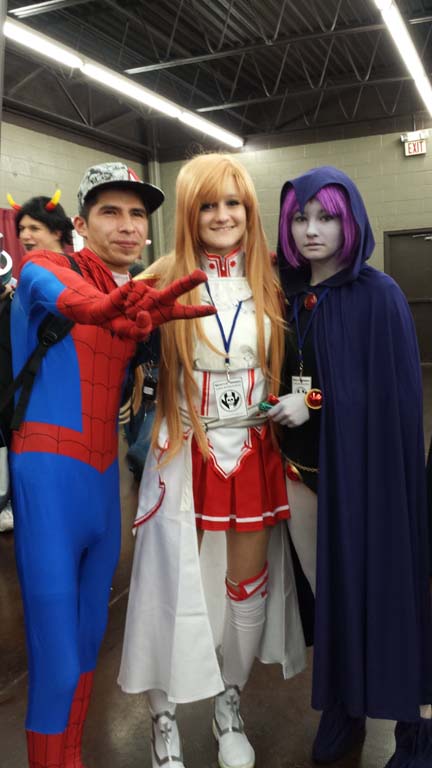 Spiderman, Asuna (from Sword Art Online) and Raven (from Teen Titans)